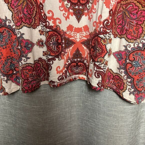 2/$30 Chicos Paisley Tunic Top Size L Colorful Boho Hippie Western Stretch - Picture 7 of 11